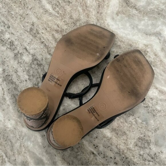 A New Day Thin Strap Heeled Pumps Black Snake Size 7 - Picture 9 of 11